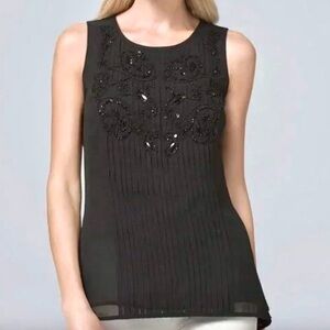WHBM Beaded Black Sleeveless blouse